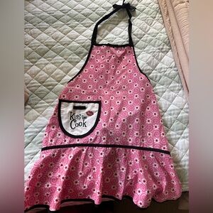 Kiss the Cook Pink Floral Apron with Pocket